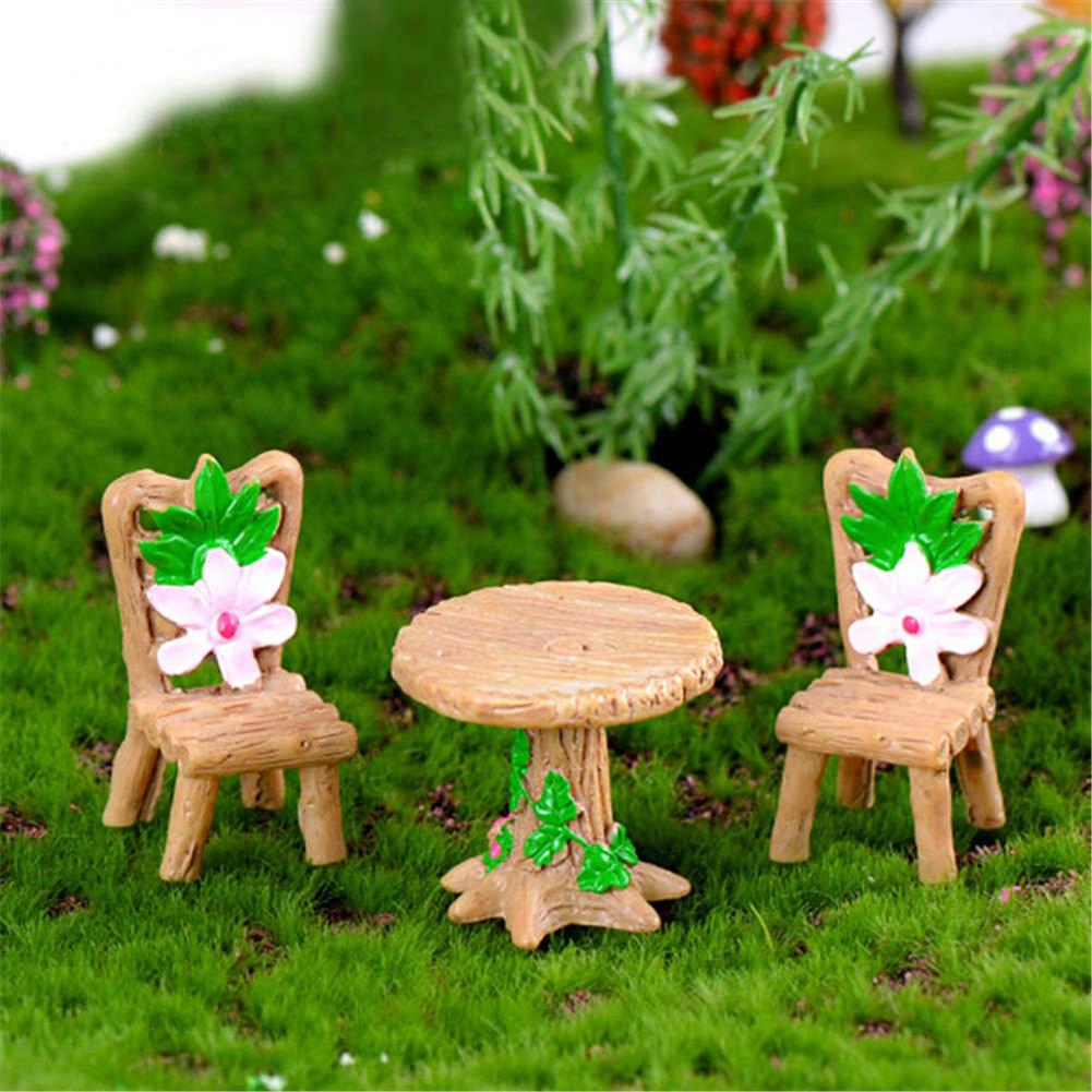 3Pcs Floral Table Chairs Miniature